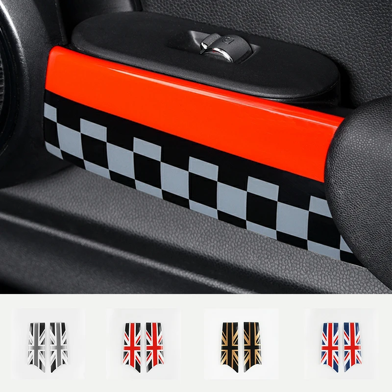 Union Jack Black Interior Door Handle Matte Protective Covers Sticker Decal For MINI Cooper S JCW F55 F56 Car Styling Accessory