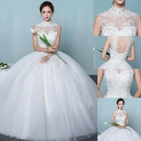 zj9126 2020 cystal beading long sleeves vintage lace wedding dresses 2021 high neck appliques white wedding dress
