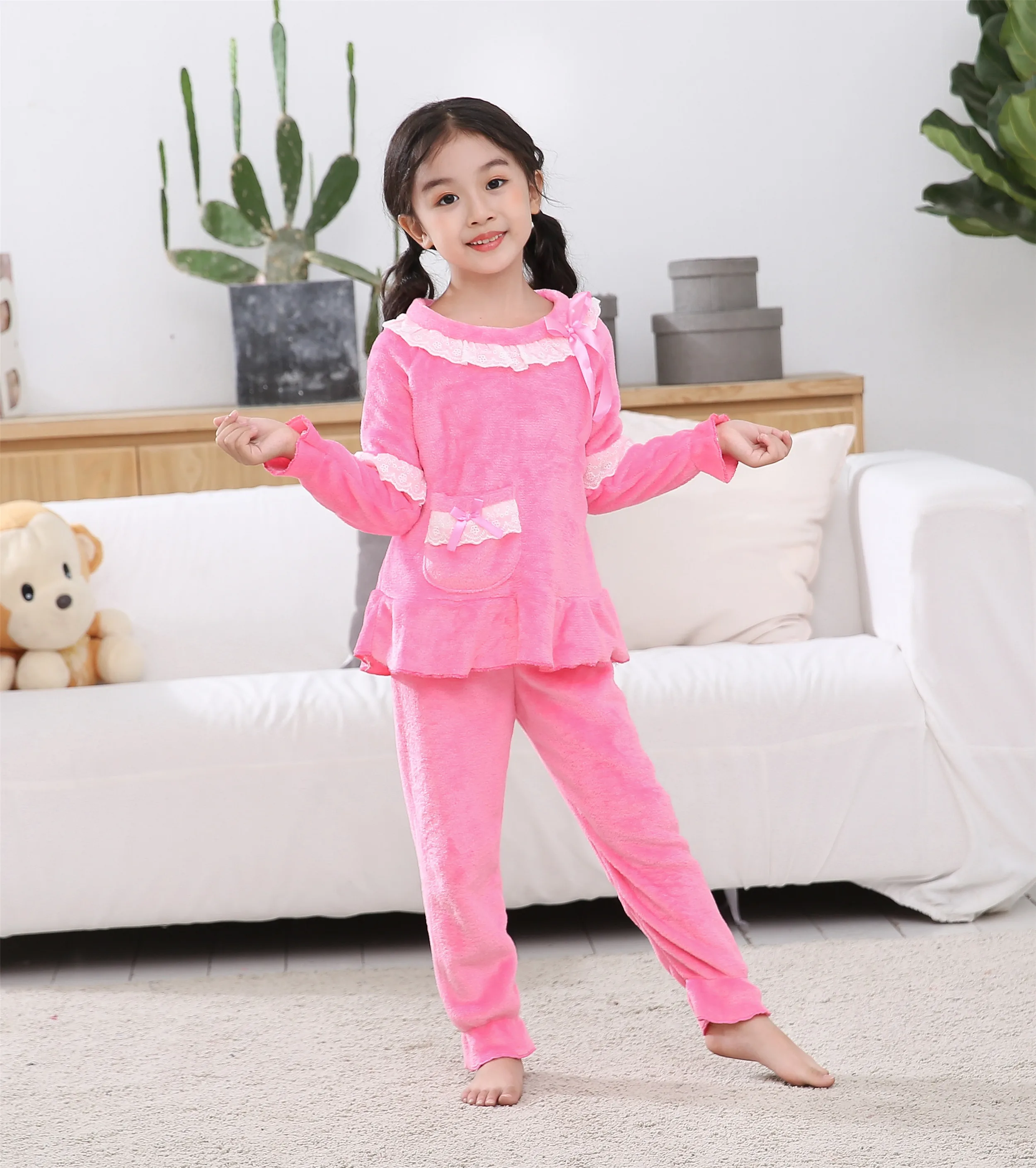1 Mother and Daughter Clothes Adult Christmas Pajamas for Girl Autumn Winter Warm Flannel Pajamas Family Matching Outfits Set - Цвет: 1