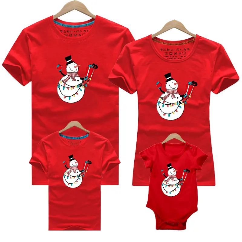 

Рождественская одинаковая футболка для детей и взрослых, комбинезон с мультяшным принтом для отца, мамы, сына, дочери, семейная одежда