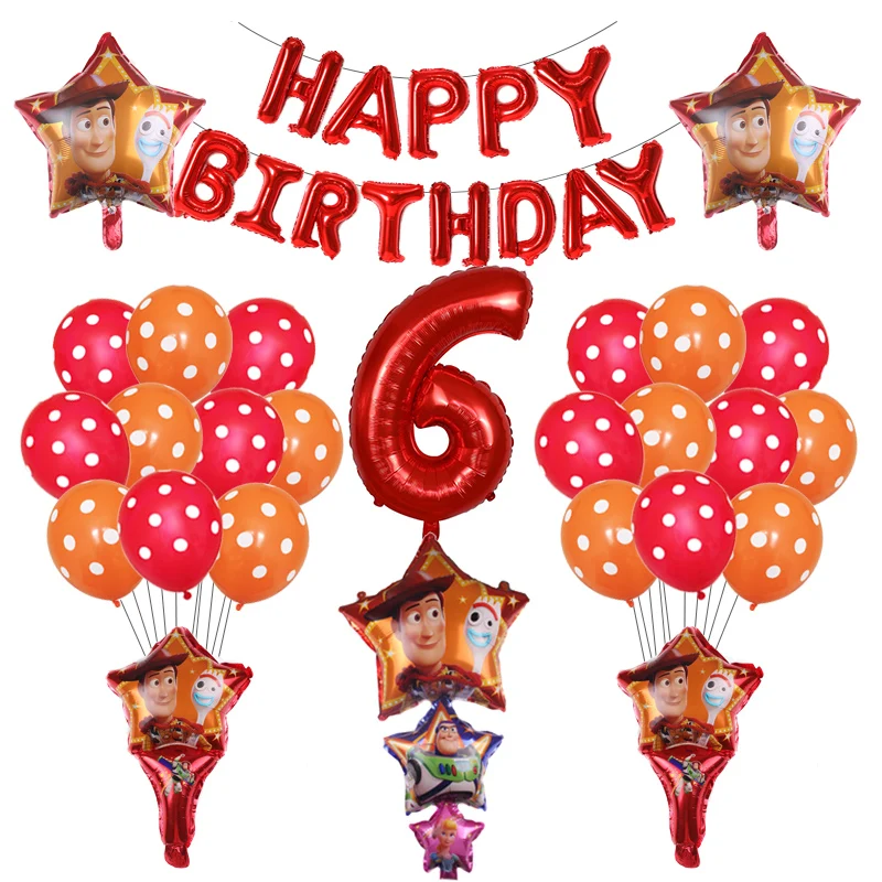 

39pcs Story Woody Buzz Lightyear Cartoon Foil Balloons 32 Inch Number Blue Red Baby Shower Birthday Party Decor Kids Toys