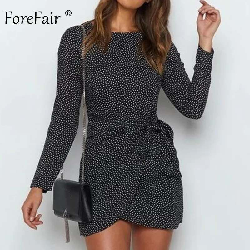 Женское вечернее платье в горошек Forefair черное прозрачное шифоновое с высокой