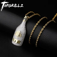 topgrillz big wine bottle necklaces full cubic zircon iced out pendants hip hop men women gold color vogue jewelry for rocker