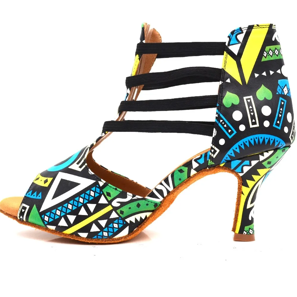 Evkoodance Fashion Ladies Shoes Red PU Leather Latin Salsa Ballroom 3' Heel Sexy Dance Shoes Women