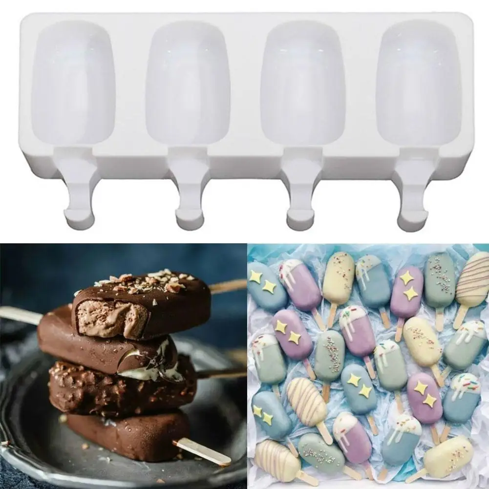 

Baking Mini Ice Cream Molds,Silicone Popsicle Molds Cake,Cakesicle For DIY Mold Pops,Oval,4-Cavity Ice I7E1