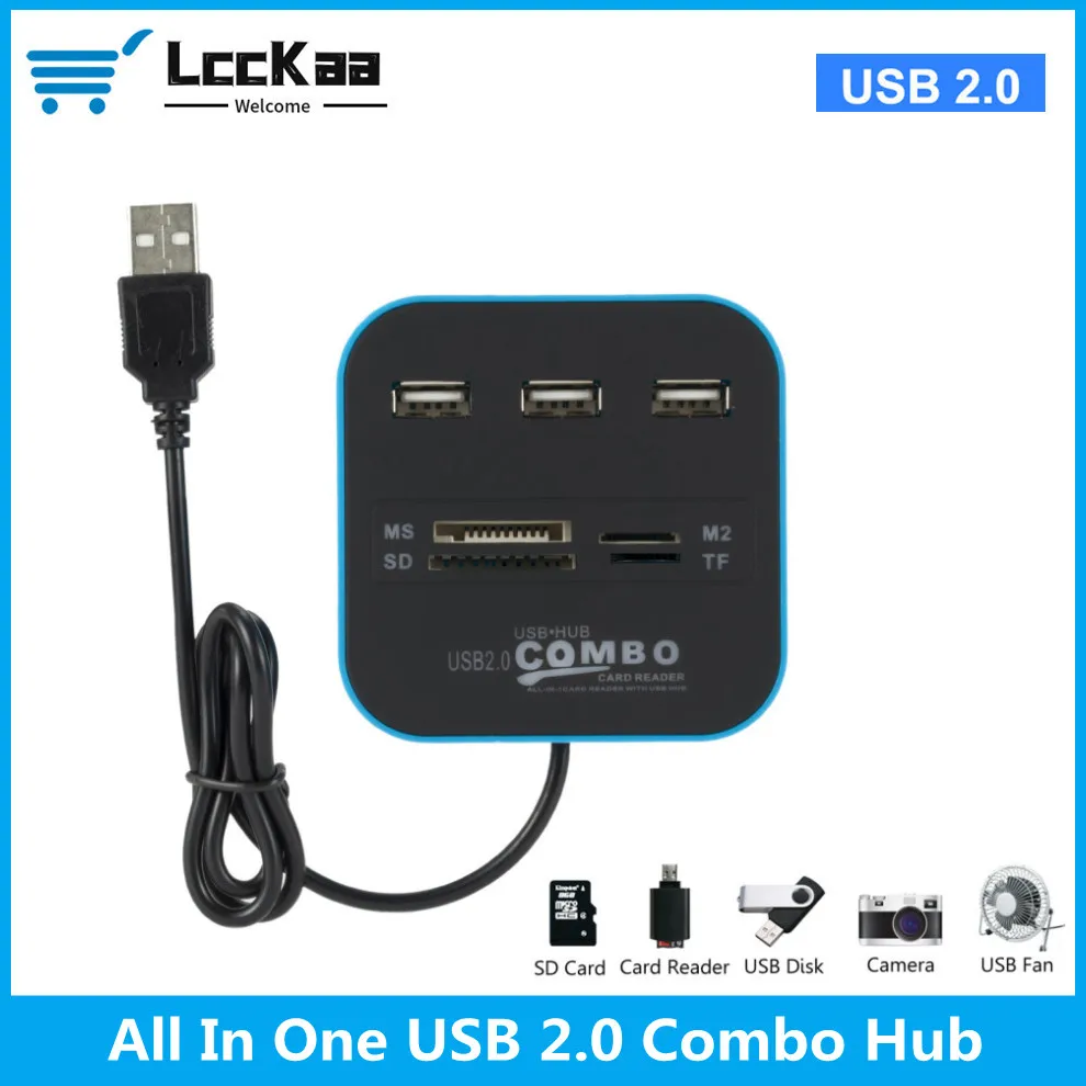 LccKaa usb-хаб Combo все в одном USB 2 0 карт Micro SD высокое Скорость кард-ридер 3 Порты В