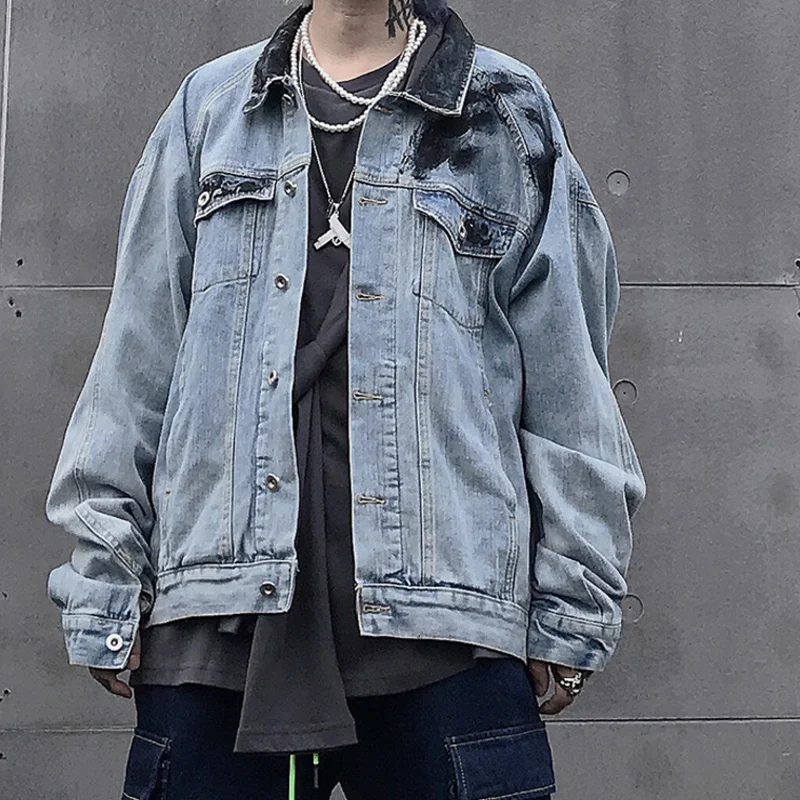 Мужская джинсовая куртка винтажное Ковбойское пальто с заплатками Повседневная