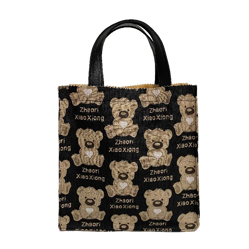 

Large capacity bear cloth bag female 2021 new fashion cute cartoon handbag ins versatile student storage bag