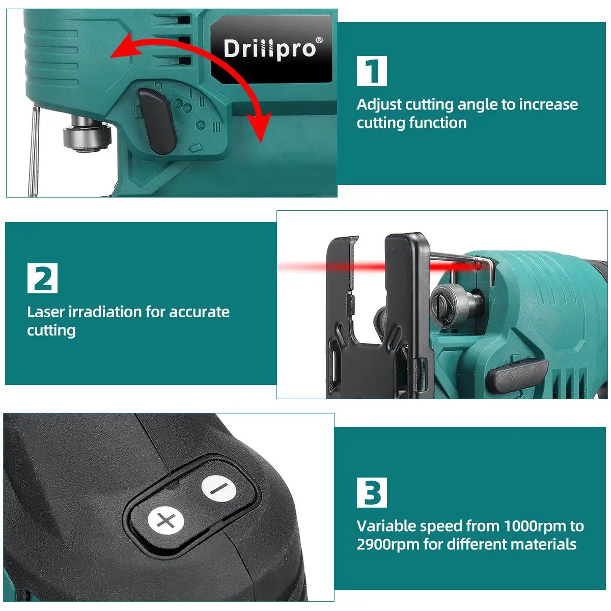Электрический лобзик Drillpro 2900 об/мин 65 мм 18 в | Инструменты