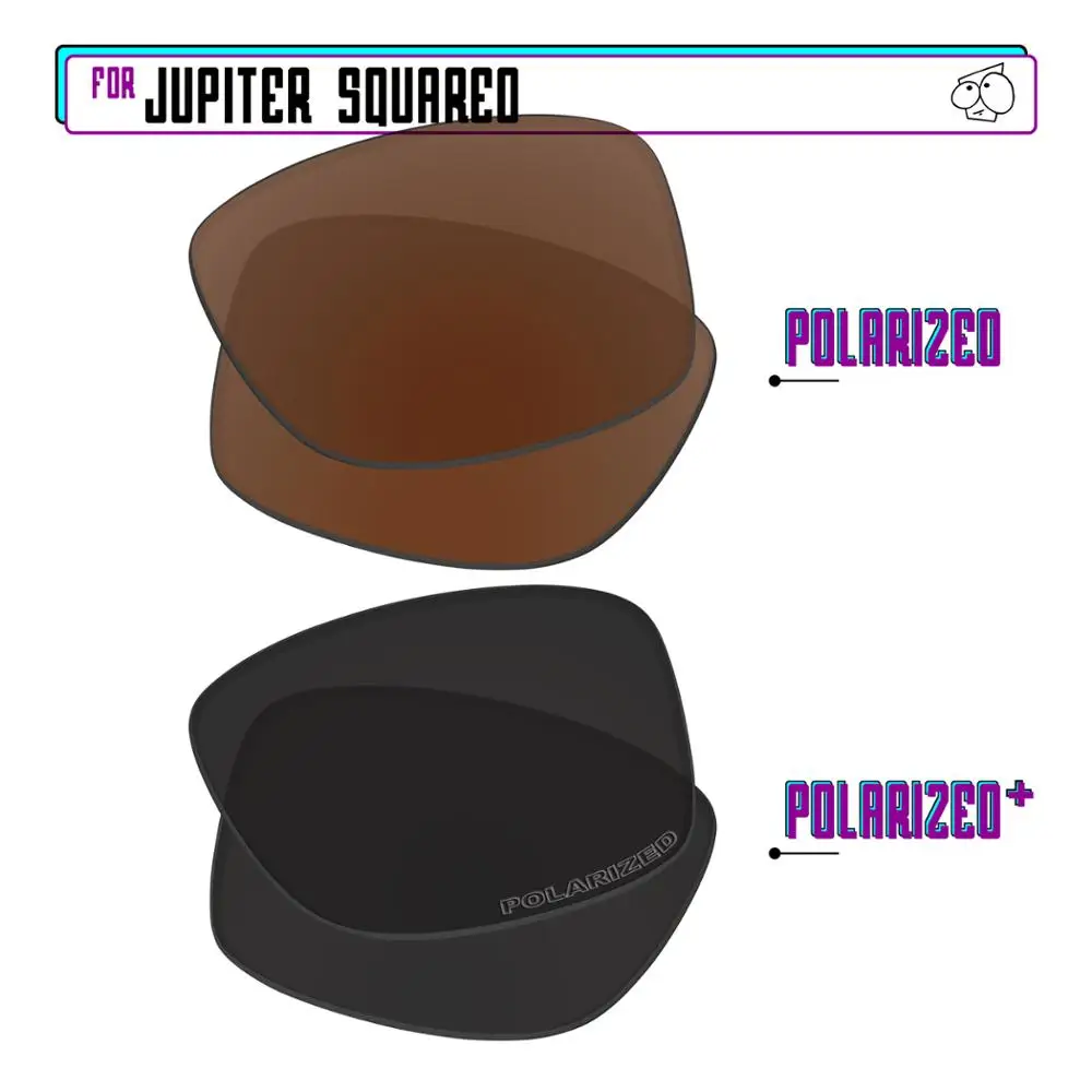 EZReplace Polarized Replacement Lenses for - Oakley Jupiter Squared Sunglasses - Black P Plus-Brown P