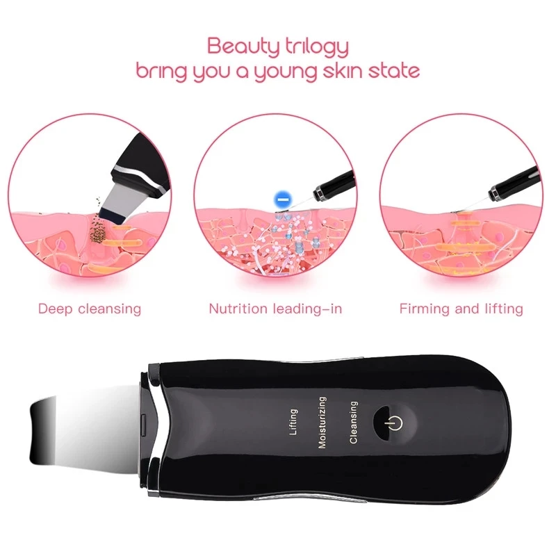 

Ultrasonic Skin Scrubber Deep Face Cleaning Machine Peeling Shovel Facial Pore