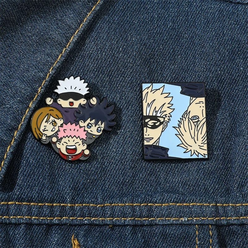 

Аниме новая эмалированная брошь в виде штифта ююютсу кайсена, значок Gojo Satoru, украшение для рюкзака, украшение для сумки, булавки для лацкана,...