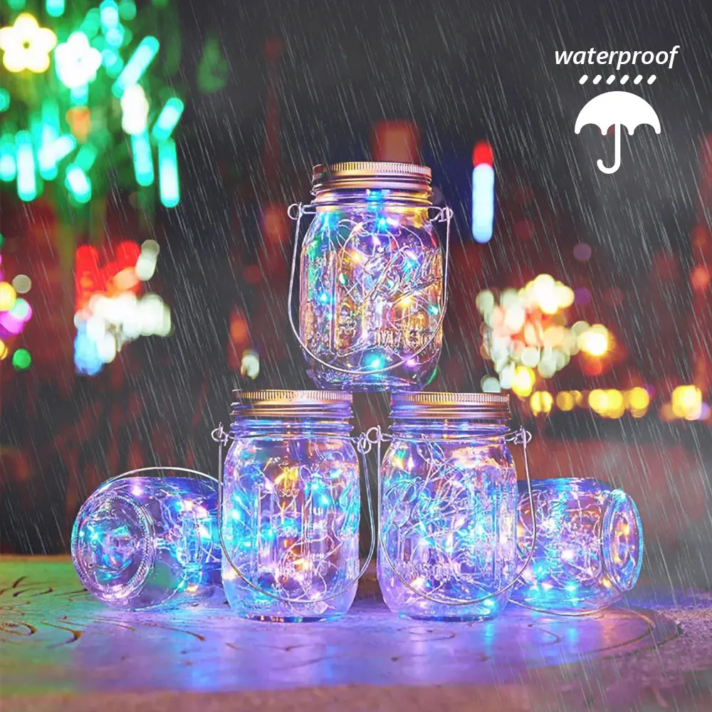

20 LEDs Fairy Light Solar for Mason Jar Lid Insert Color Garden Decor Christmas Lights Outdoor Wedding Decor Fairy Garden