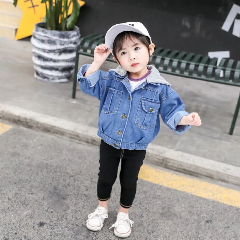 

child Autumn new baby Jacket jean children coat fall little girl clothes toddler girls jackets hooded 2021 kids 2021 Fashion