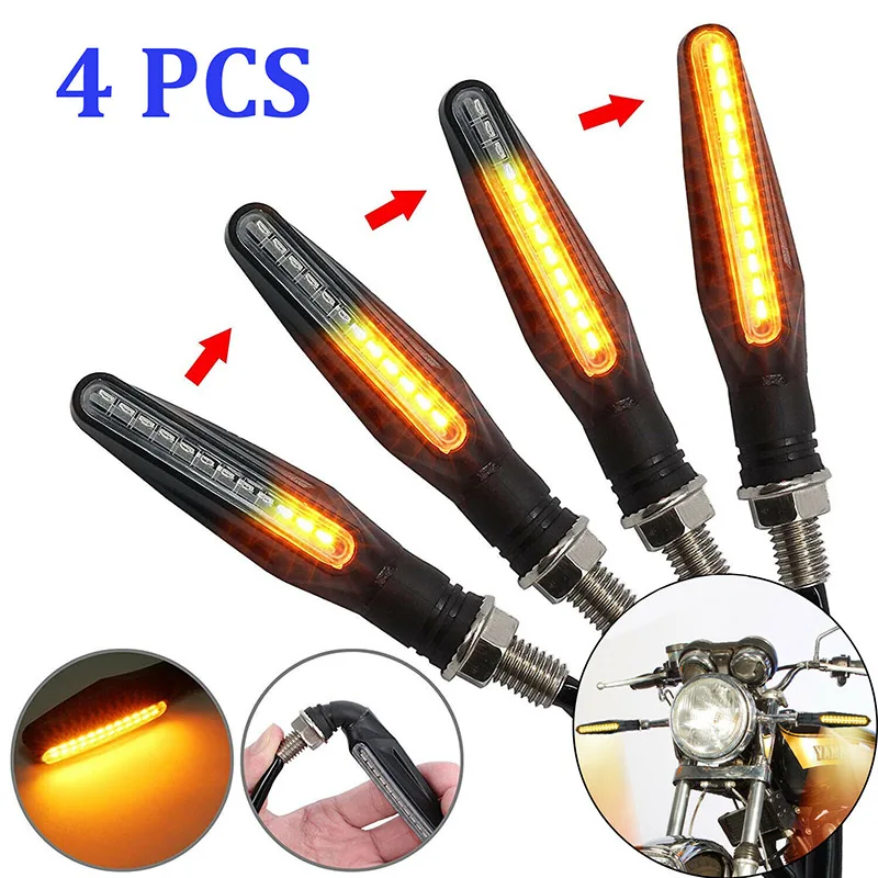 DERI 4 шт. 12LED лампа для мотоцикла, сигнальная лампа, последовательный плавный световой индикатор, светильник, мигающий индикатор