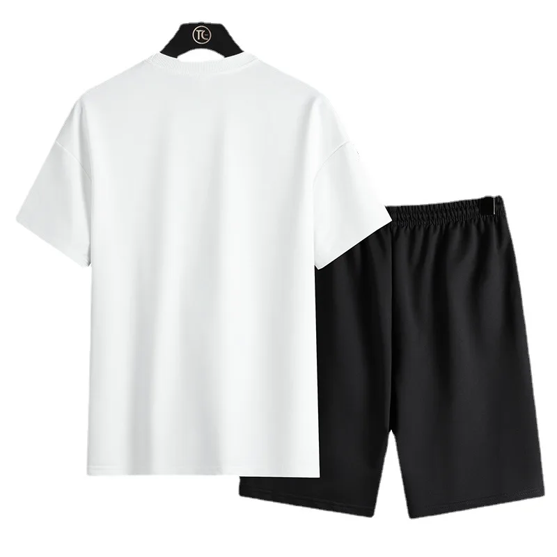 

The latest 2021 summer men's cotton suit casual T-shirt and shorts sports suit elastic waist fashion sportswear