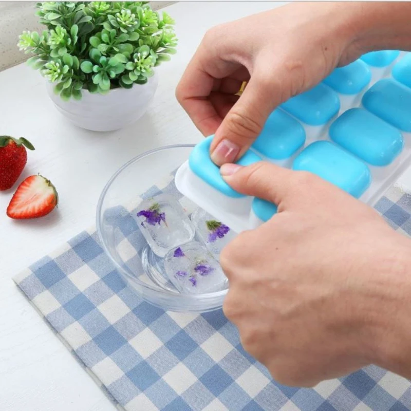 Ice Mould DIY Cubes Silicone Lattice Mold with Cover Lid Frozen Making Tool Tray Kitchen Bar Accessories | Дом и сад