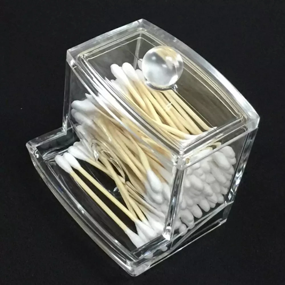 

Transparent Cotton Swabs Stick Storage Cosmetic Makeup Organizer Case High Quality Creative Acrylic Cotton Swabs Box Holder