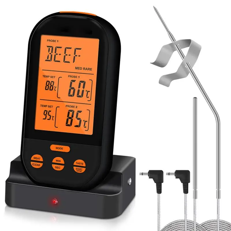Цифровой беспроводной термометр для барбекю с двойным щупом приготовления пищи