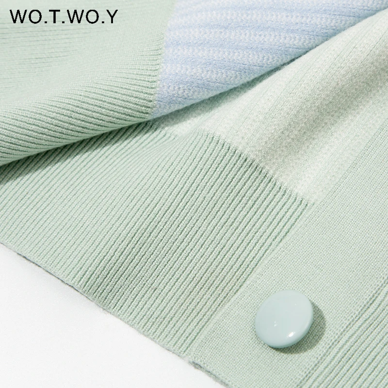 Женский однобортный Кардиган WOTWOY Укороченный кардиган в радужную полоску с