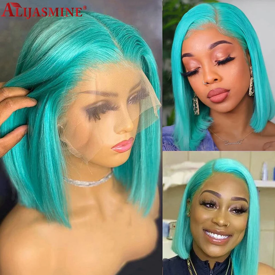 

Lake Green Bob Lace Front Wigs For Women Brazilian Red Bob Wig Colored Short Bob Human Hair Wigs 180 Density Transparent Wigs