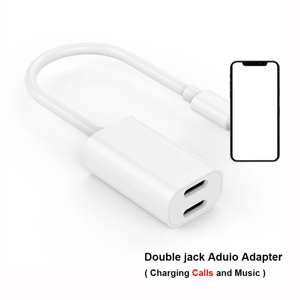 Двойной разъем аудио адаптер для наушников Lightning Поддержка iOS 12 зарядка музыки