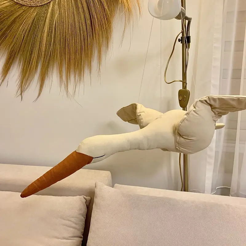 

Creative wall hanging Swan Plush Stuffed Doll fabric family bedroom Nursery room decor hanging ornaments baby soothing pillow