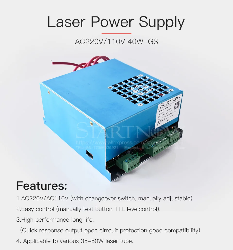 40W-GS MYJG-40 PSU Co2 лазерный источник 110 В 220 В Универсальный 25 Вт 30 Вт Co2 лазерный источник питания 40 Вт для лазерной резки маркировочная машина