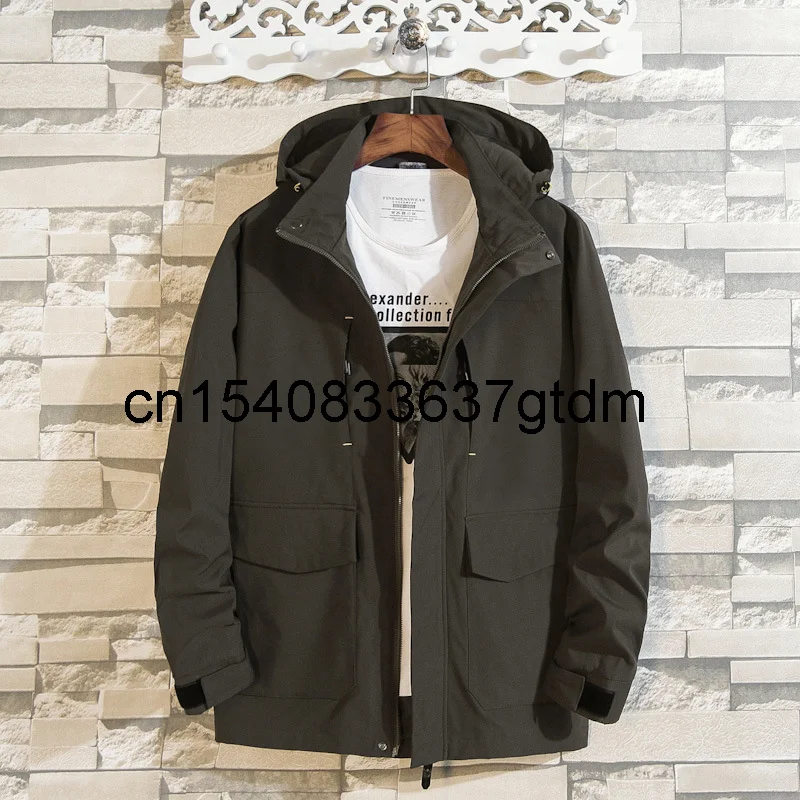 

Сезон весна; Новинка; Мужская полнит размера плюс куртка с капюшоном Мужские молодые жира средней длины ветровка пальто повседневный пиджа...