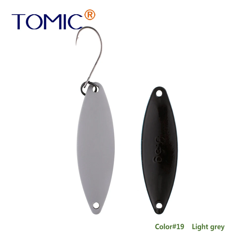 Tomic 1 шт. 1,6 г 2,7 г 3,5 г микро узкие латунные металлические ложки УФ сверкающие цвета окунь форель области один крючок рыболовные приманки Pesca - Цвет: Light grey