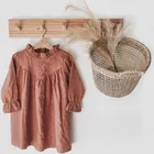 MILANCEL, 2022 г., весеннее платье для девочек, льняное платье для девочек с рюшами и воротником, детская одежда
