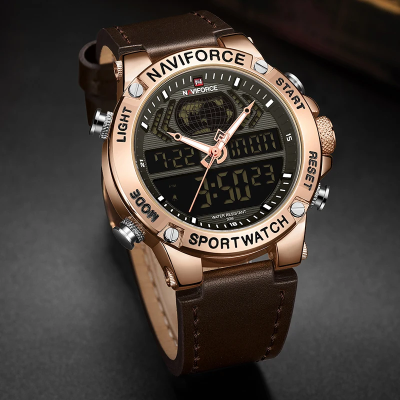 Часы наручные NAVIFORCE Мужские кварцевые люксовые брендовые водонепроницаемые