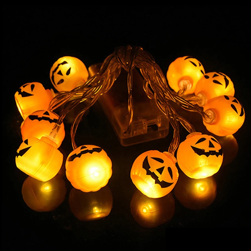 

10LED Halloween Pumpkin Spider Bat Skull String Lights Lamp DIY Hanging Horror Halloween Decoration For Home Party Supplies
