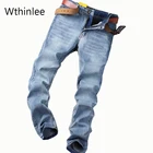 Мужские джинсы Whtinlee, Стрейчевые джинсы, прямые мужские брендовые хлопковые брюки, мужские деловые повседневные брюки