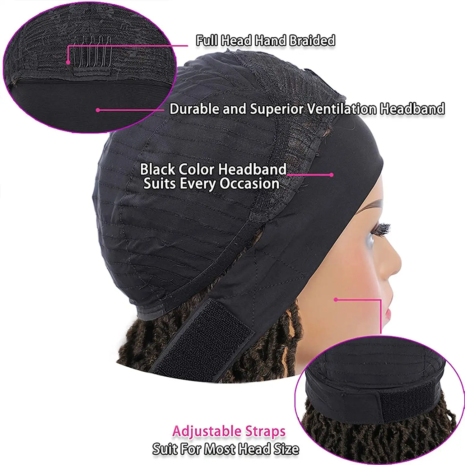 

Nu Locs Headband Wigs for Black Women Soft Faux Locs Wigs with Scarf Synthetic Fibre Dreadlocks Hair Wigs