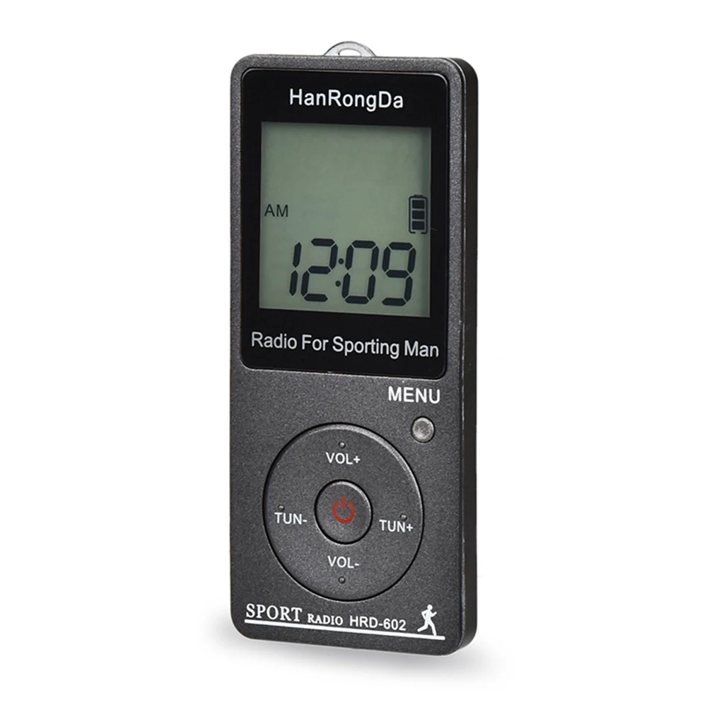 HRD-602 Portable Radio Receiver FM/AM LCD Display Lock Button Pocket with Earphone Sports Pedometer | Электроника