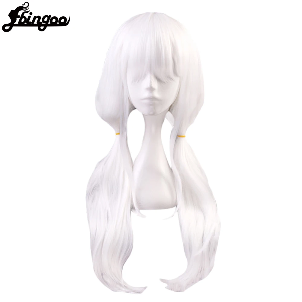 Ebingoo Danganronpa Angie Yonaga White Long Straight Synthetic Hair Wigs Dangan Ronpa V3 Killing Harmony Cosplay Role Play