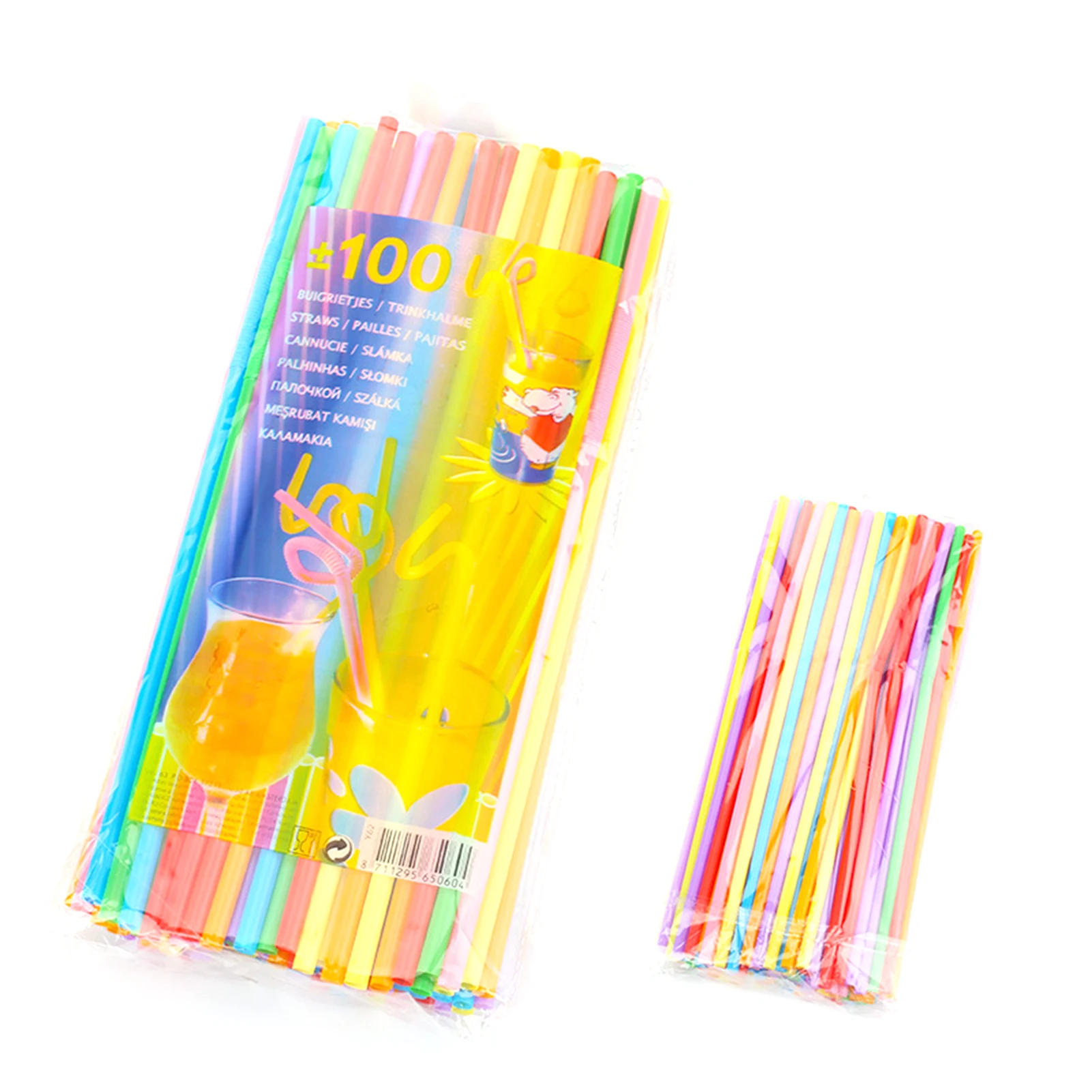 

100pcs Multicolor Straws Extra Long Plastic Drinking Straws DIY Shaped Straws For Party Celebrations Bar Juice Drinking Supplies