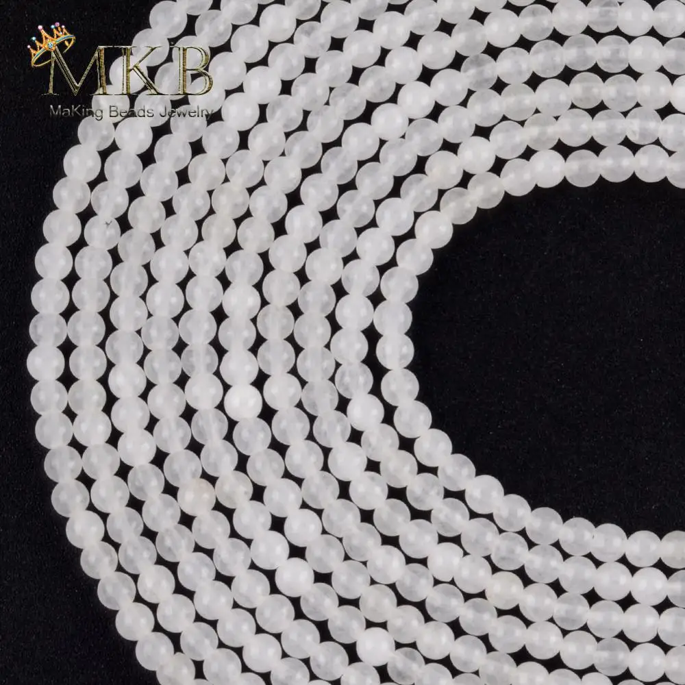 

3mm White Jades Natural Stone Round Beads For Jewelry Making Spacer Loose Beads DIY Handmade Bracelets Jewellery Strand 15"
