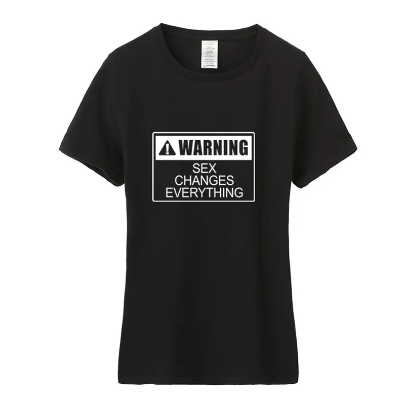 Летние предупреждение секс меняет все женская футболка с коротким рукавом О
