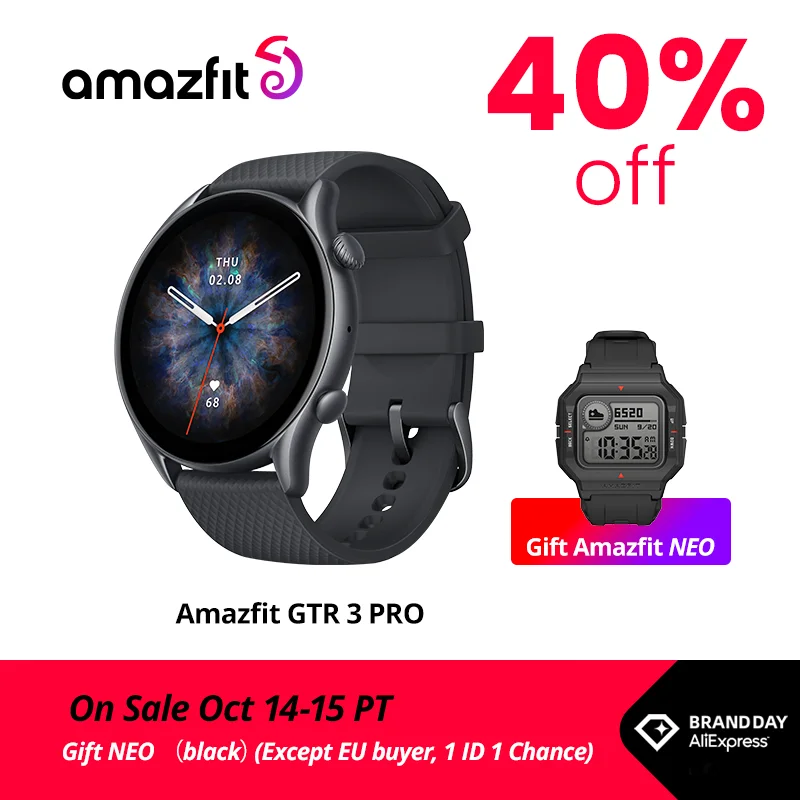  Смарт-часы Amazfit GTR 3 Pro GTR3 Pro, часы с AMOLED дисплеем, 12 дней без подзарядки, для Android, [Launch on 14] 