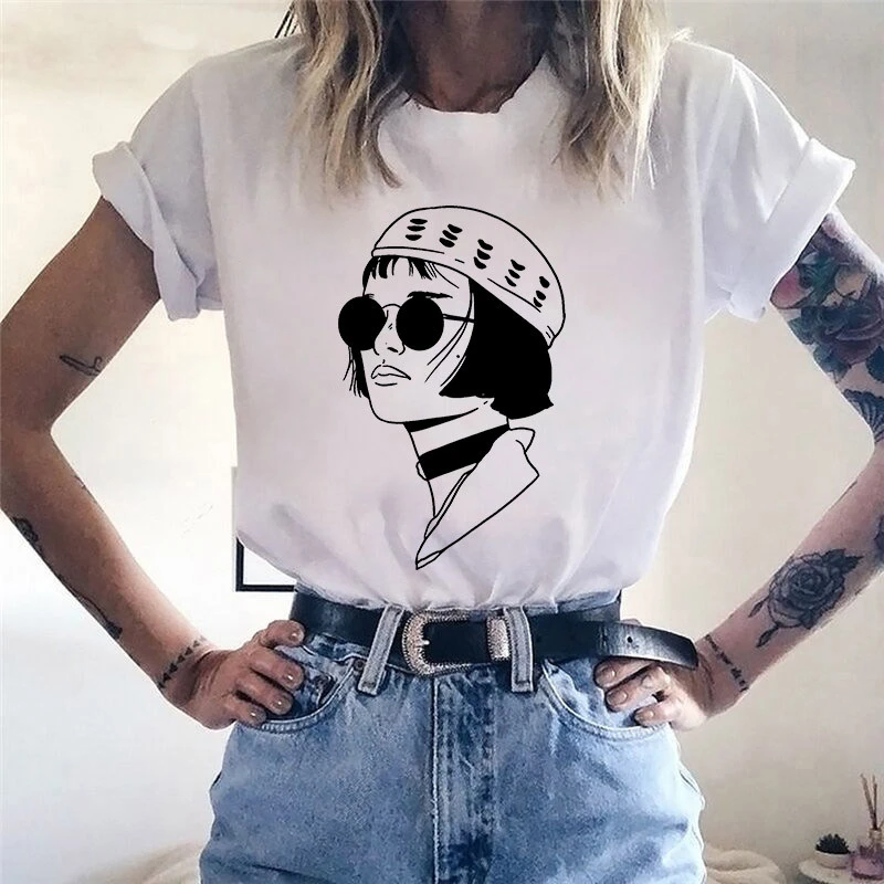 Women T shirt Summer Cartoon Tattoo Alice Princess Printing Punk Top Tee Women Short Sleeve T Shirts Plus Size Female t-shirts
