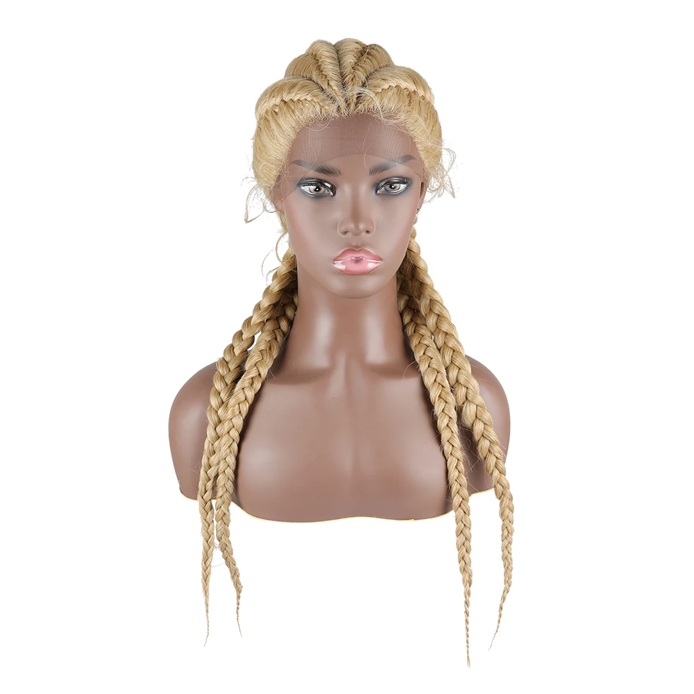 26 дюймовые плетеные парики синтетический кружевной передний парик для черных
