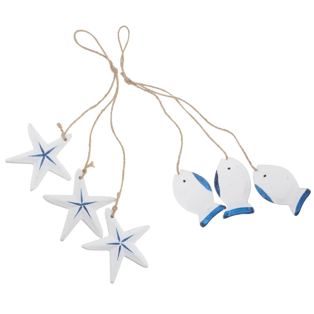 

6pcs Mediterranean Style Wall Adornment Wall Hanging Ornament for Home (Blue)