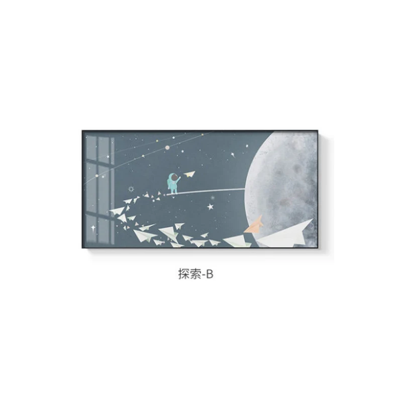 

Nordic cartoon space planet canvas Painting posters and print Minimalist home decor Wall art Pictures for Living Room Bedroom