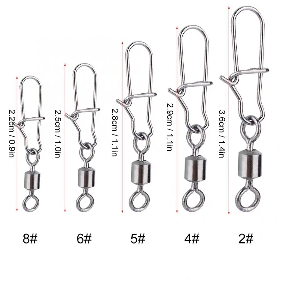 50 шт. вращающаяся рыболовная вертлюжная застежка 2 #4 #5 #6 #8 # фотоподшипник