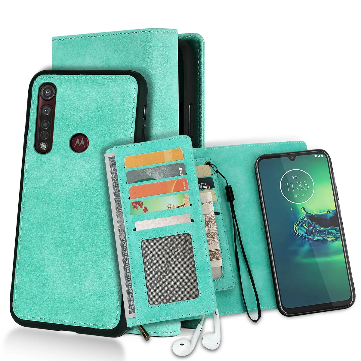 Для Motorola Moto G8 Plus из искусственной кожи Чехол Съемный Магнитный Флип Стенд