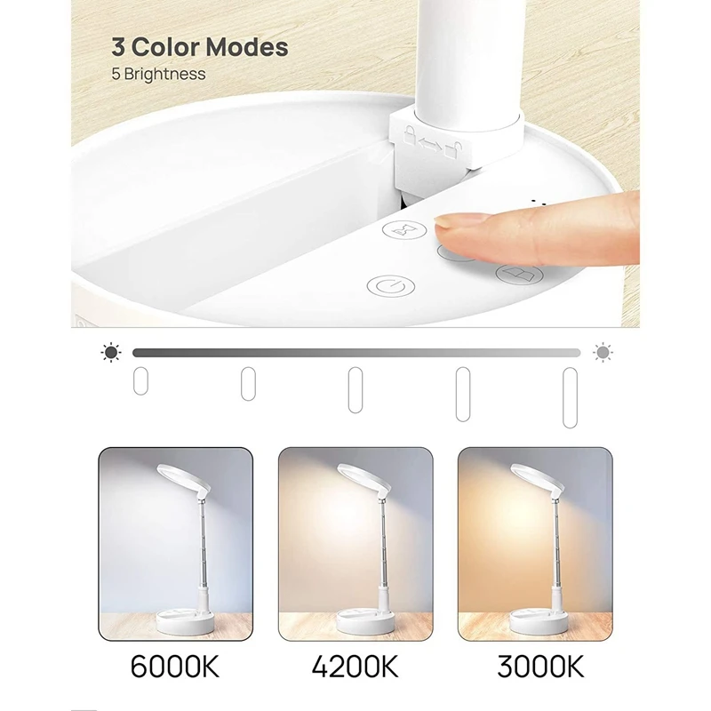 

Folding LED Desk Lamp,USB Portable Nightstand Table Night Light Eye-Caring Reading Study Lamp for Kids Adult Living Room