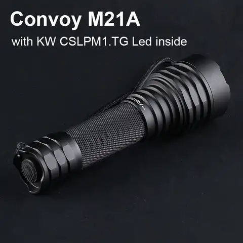 Светодиодная вспысветильник Convoy M21A KW CSLPM1.TG 6A, фонарь высокой мощности, 6500K, C8 Plus, версия 21700, фонарь 18650