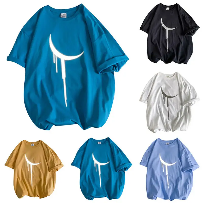 

Men Women Short Sleeve Couple Top Round Neck Loose Short Sleeve Baggy T-Shirt